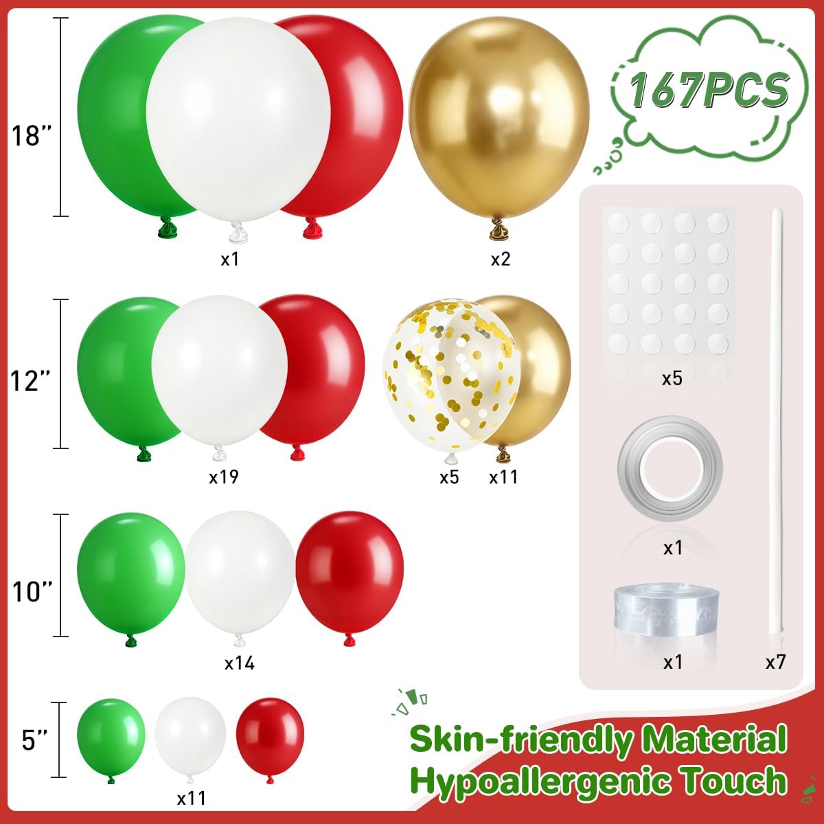 Rood Wit Groen en Goud Ballonn - Balloon Arch Kit recensie en prijs